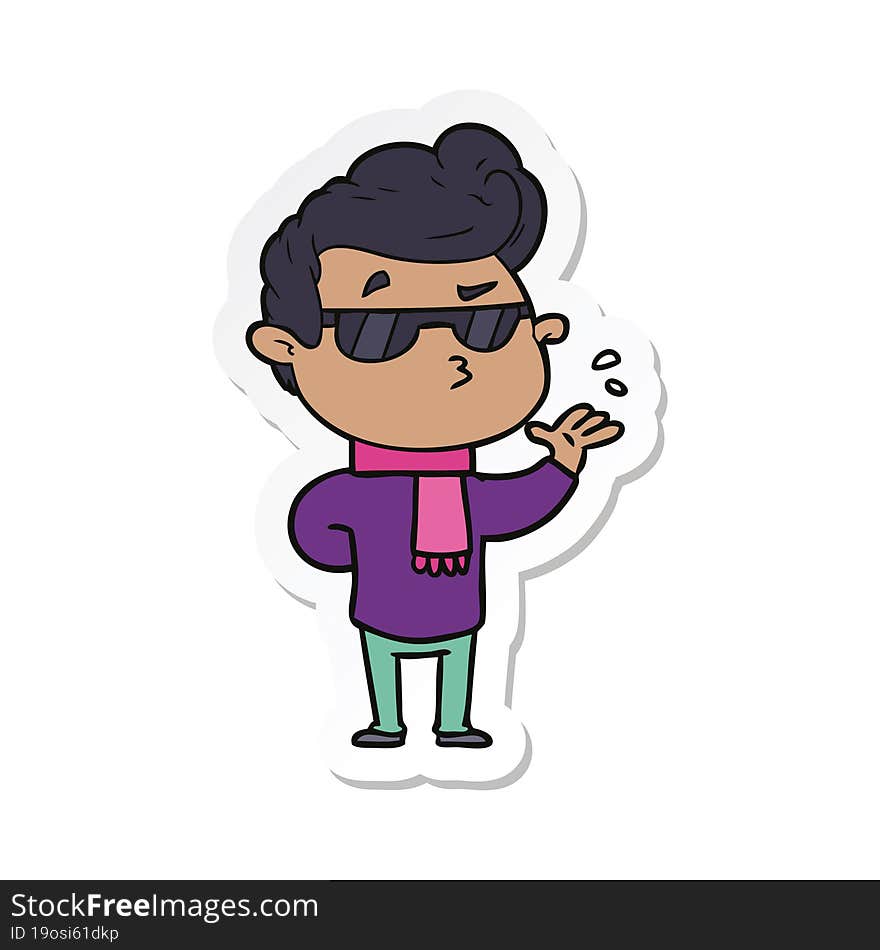 sticker of a cartoon cool guy