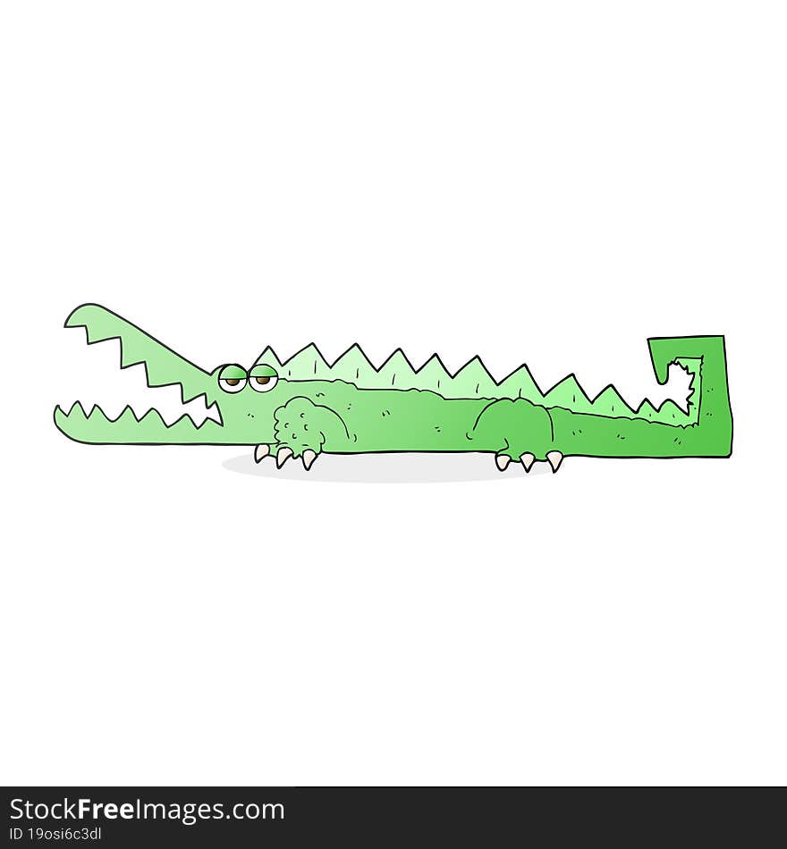 freehand drawn cartoon crocodile