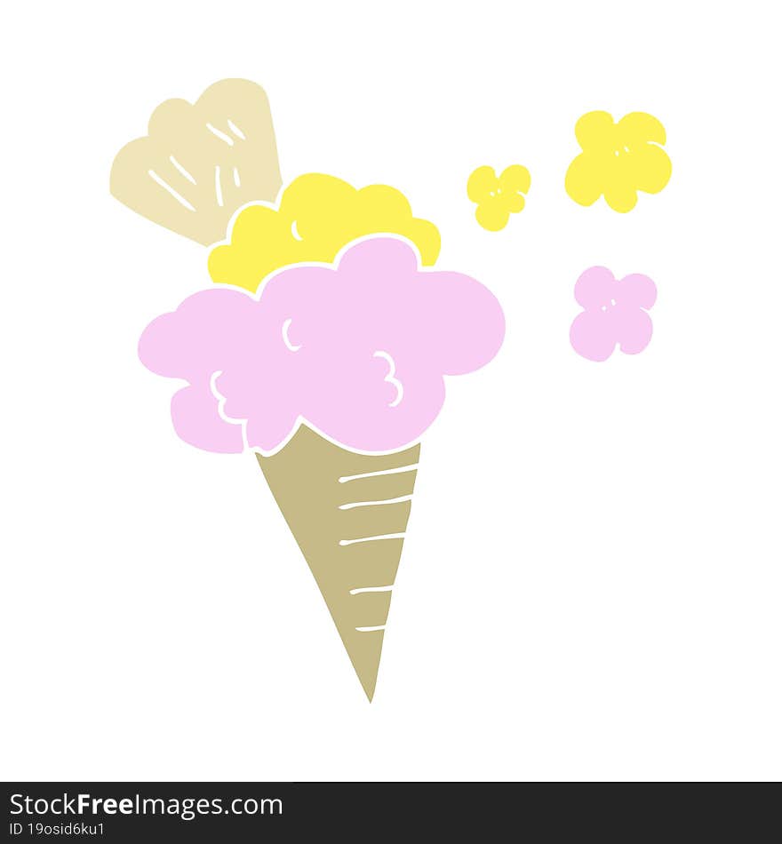 Flat Color Illustration Of A Cartoon Ice Cream