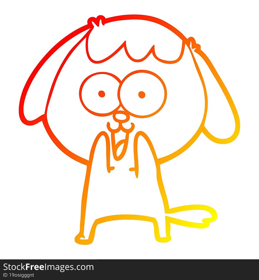 Warm Gradient Line Drawing Cute Cartoon Dog