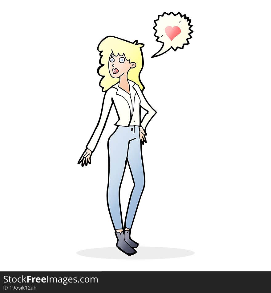 cartoon woman in love