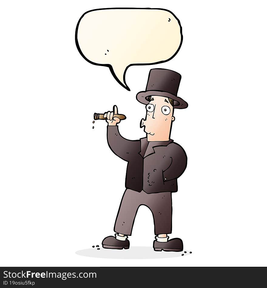 cartoon smoking gentleman with speech bubble