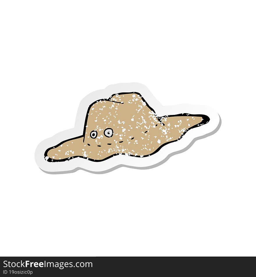 retro distressed sticker of a cartoon old australian hat