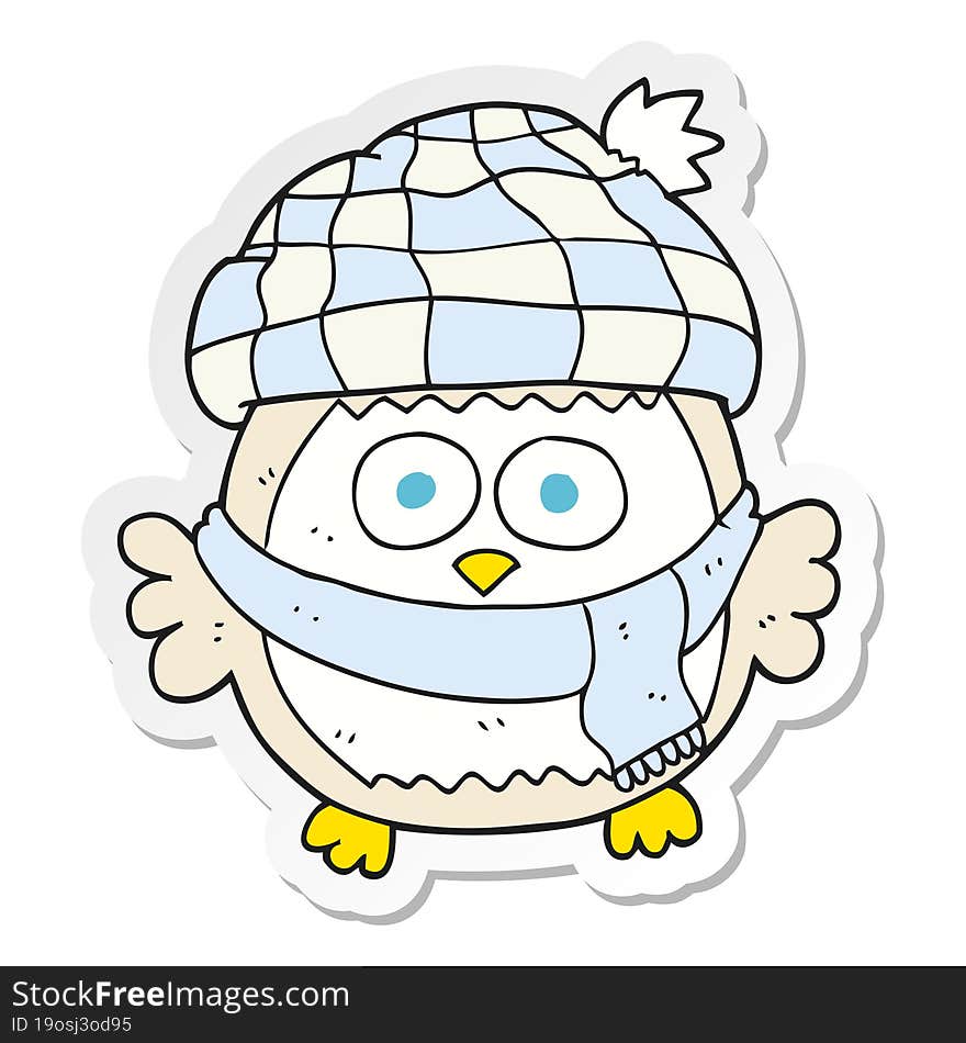 sticker of a cartoon cute little owl