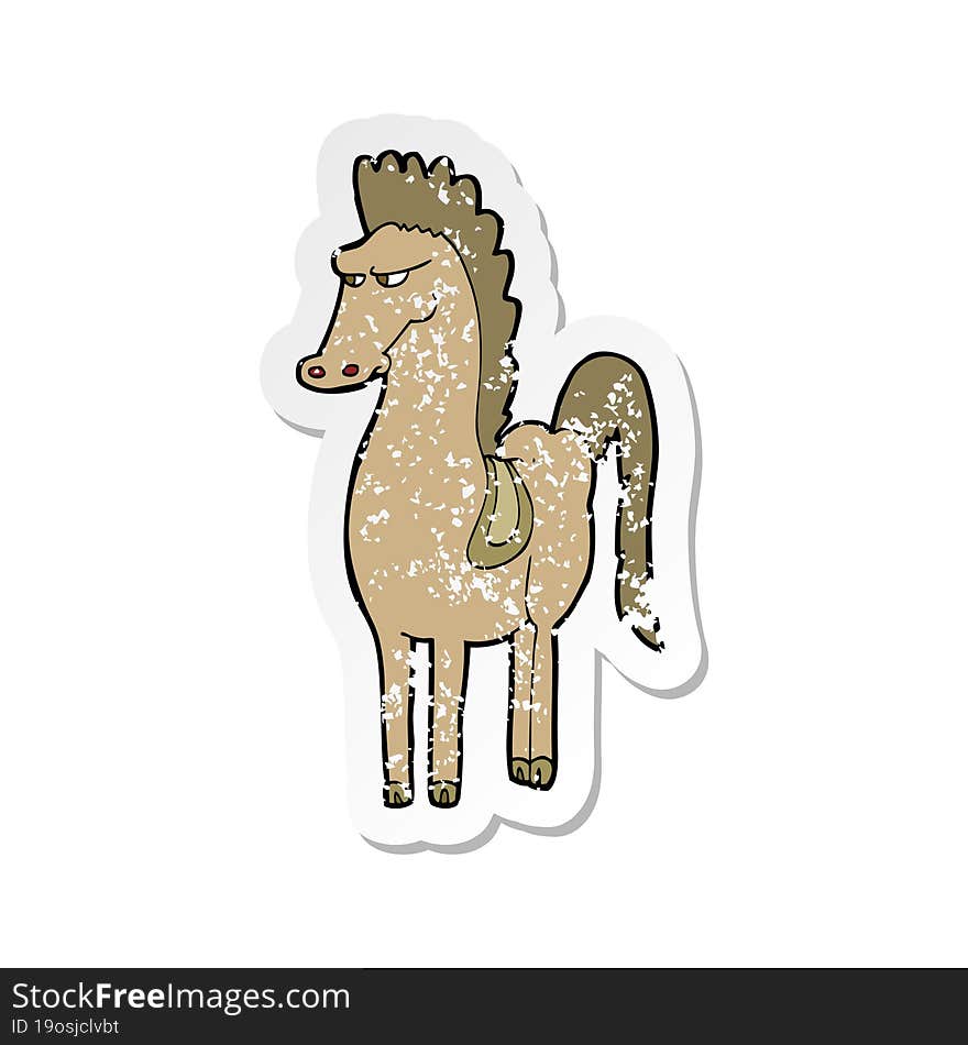 retro distressed sticker of a cartoon horse