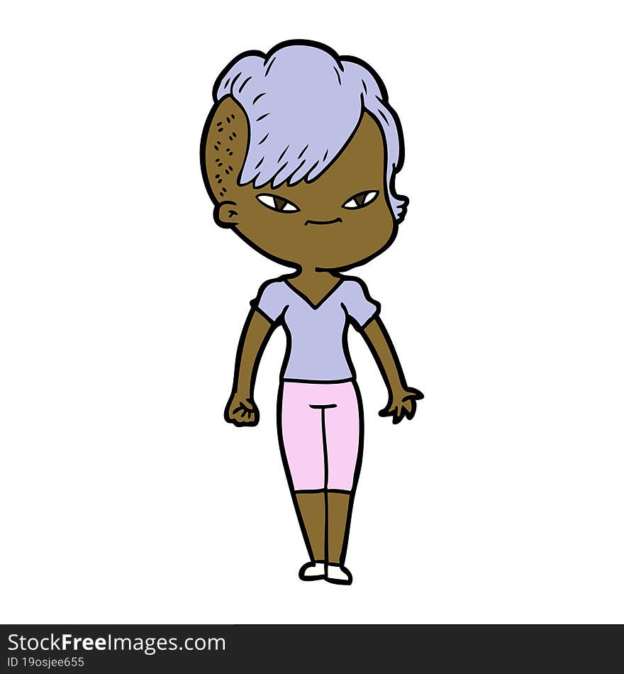 cute cartoon girl with hipster haircut. cute cartoon girl with hipster haircut