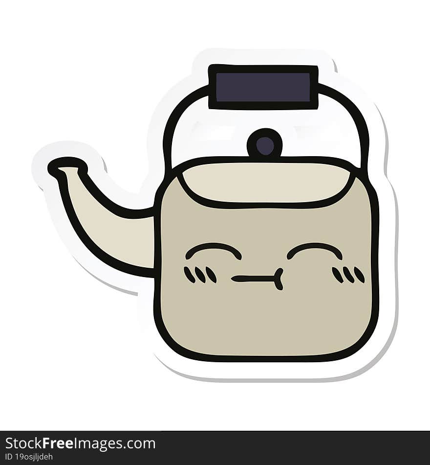 sticker of a cute cartoon kettle