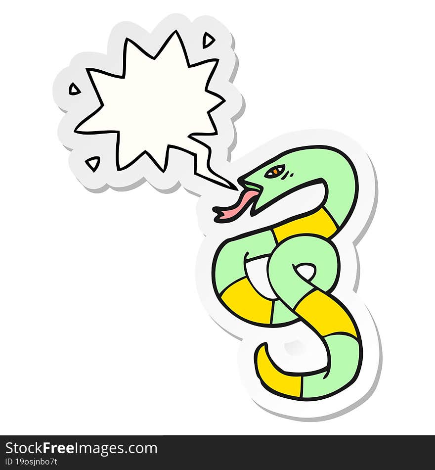 hissing cartoon snake and speech bubble sticker