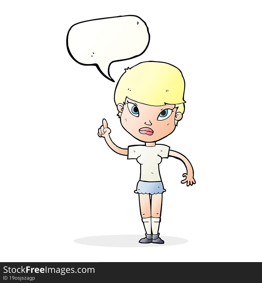 Cartoon Woman With Idea With Speech Bubble