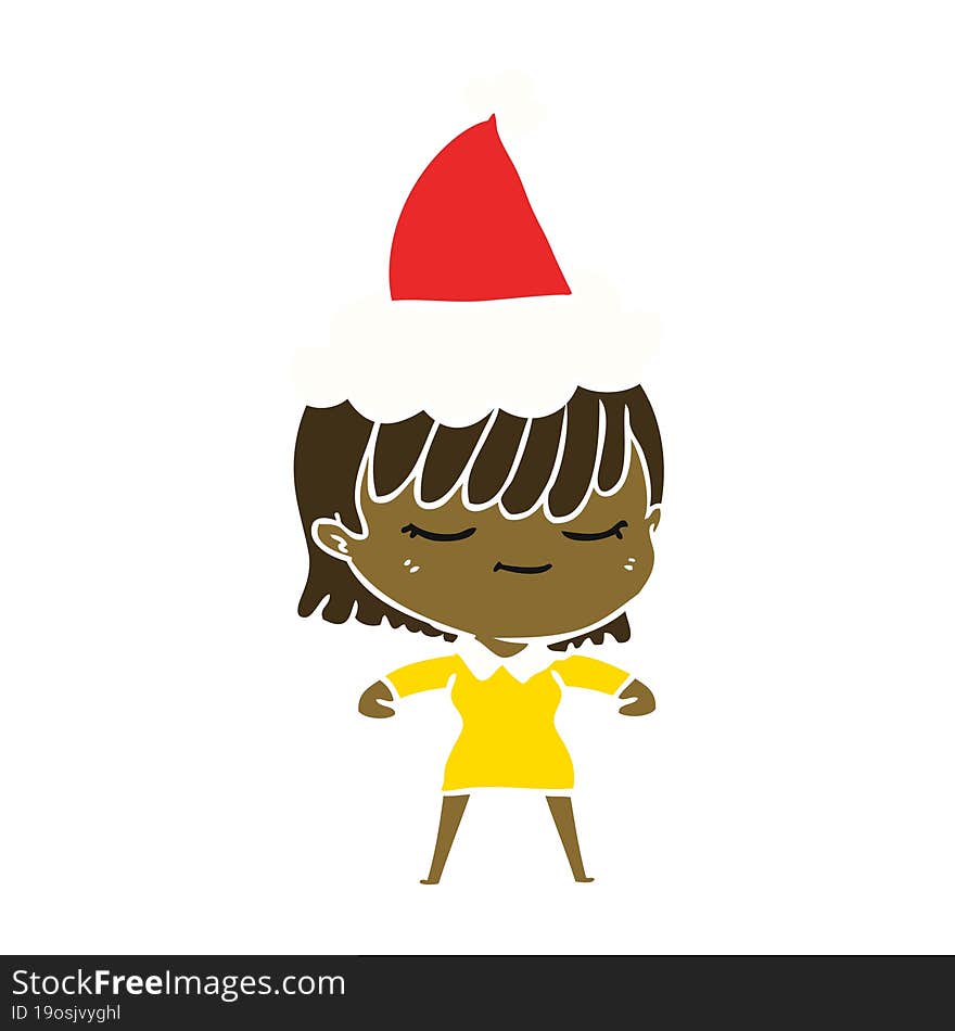 flat color illustration of a woman wearing santa hat