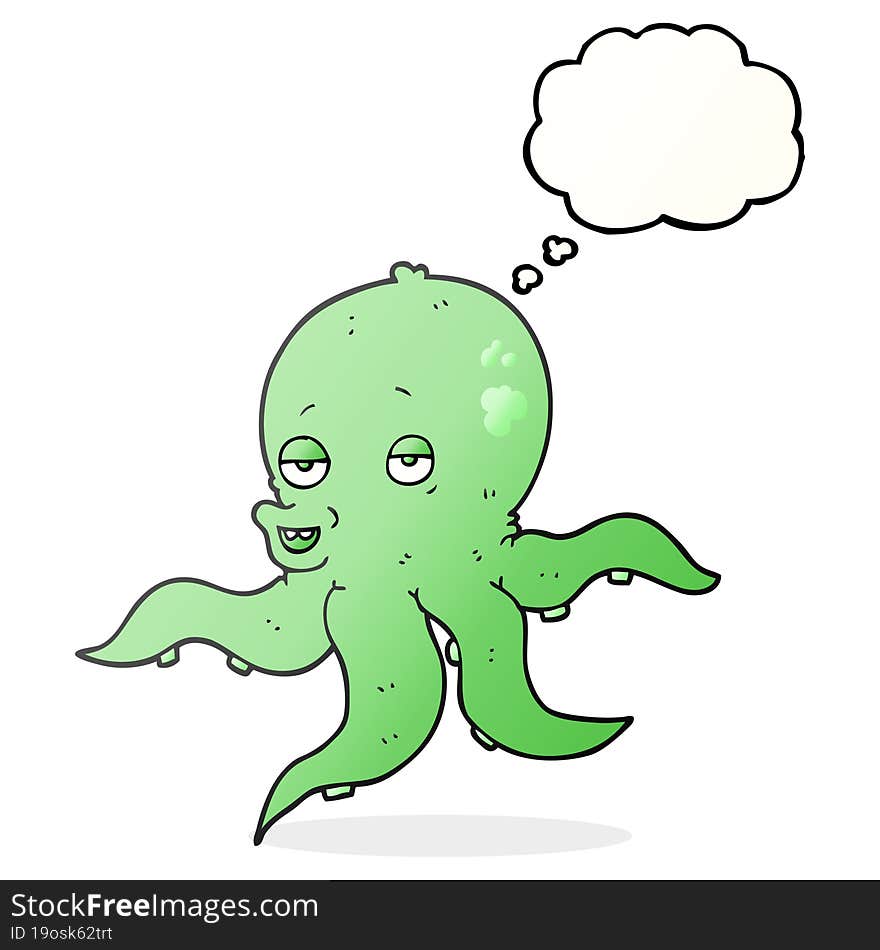 freehand drawn thought bubble cartoon octopus