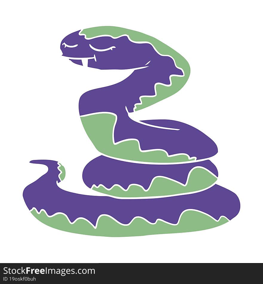 Flat Color Style Cartoon Snake