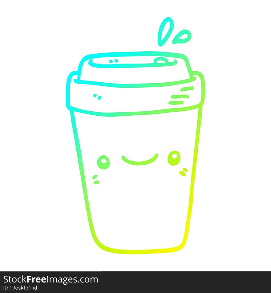 Cold Gradient Line Drawing Cartoon Takeaway Coffee