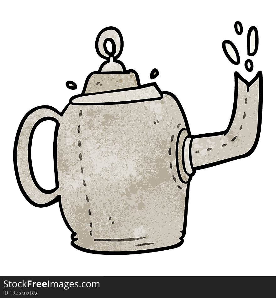 cartoon old metal kettle. cartoon old metal kettle