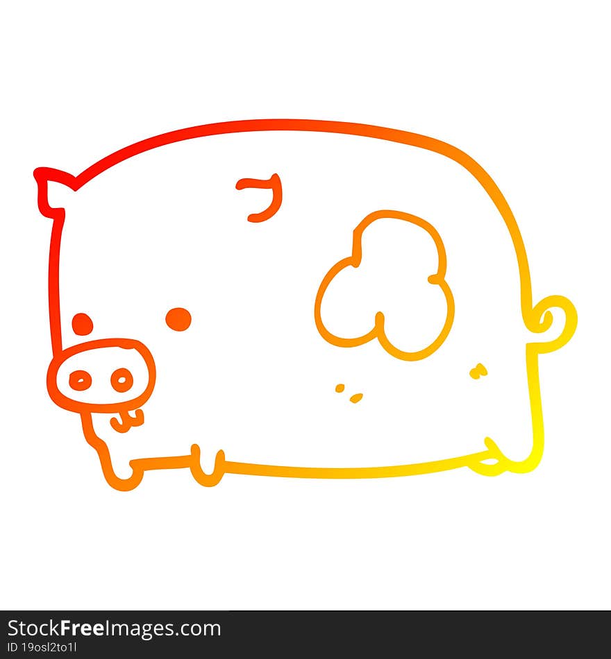 warm gradient line drawing cartoon pig