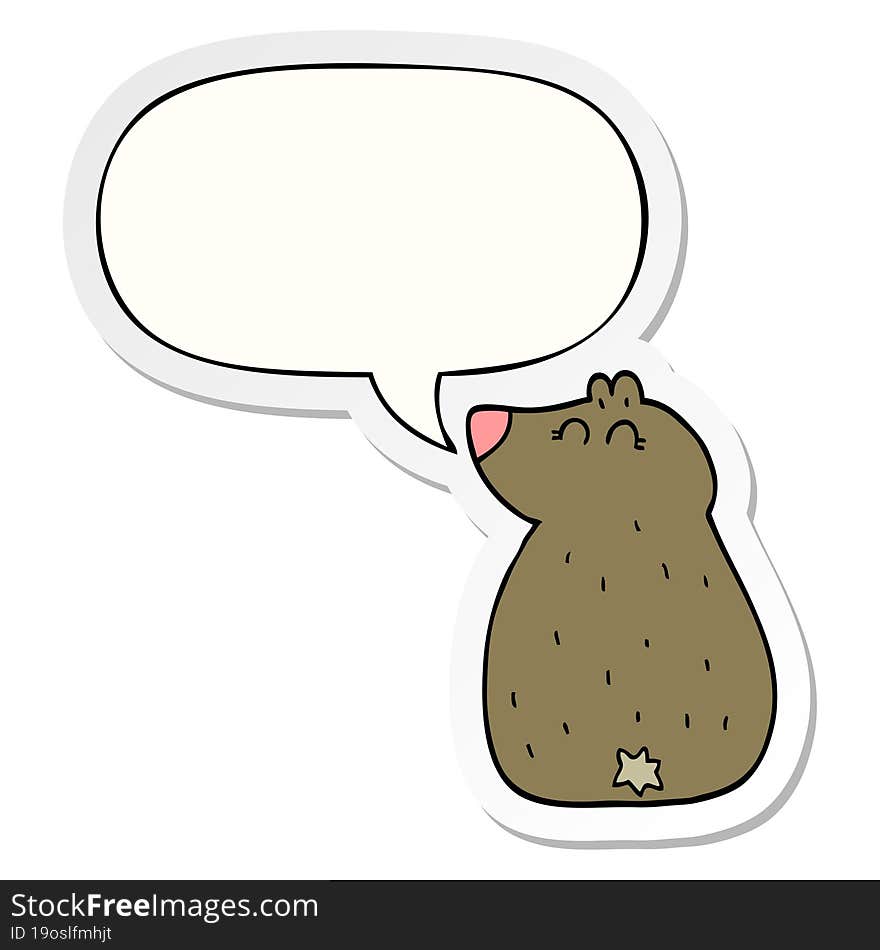 cute cartoon bear and speech bubble sticker