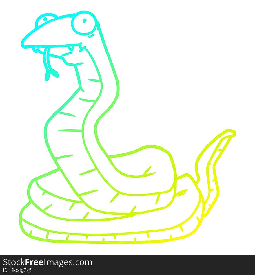 Cold Gradient Line Drawing Cartoon Snake