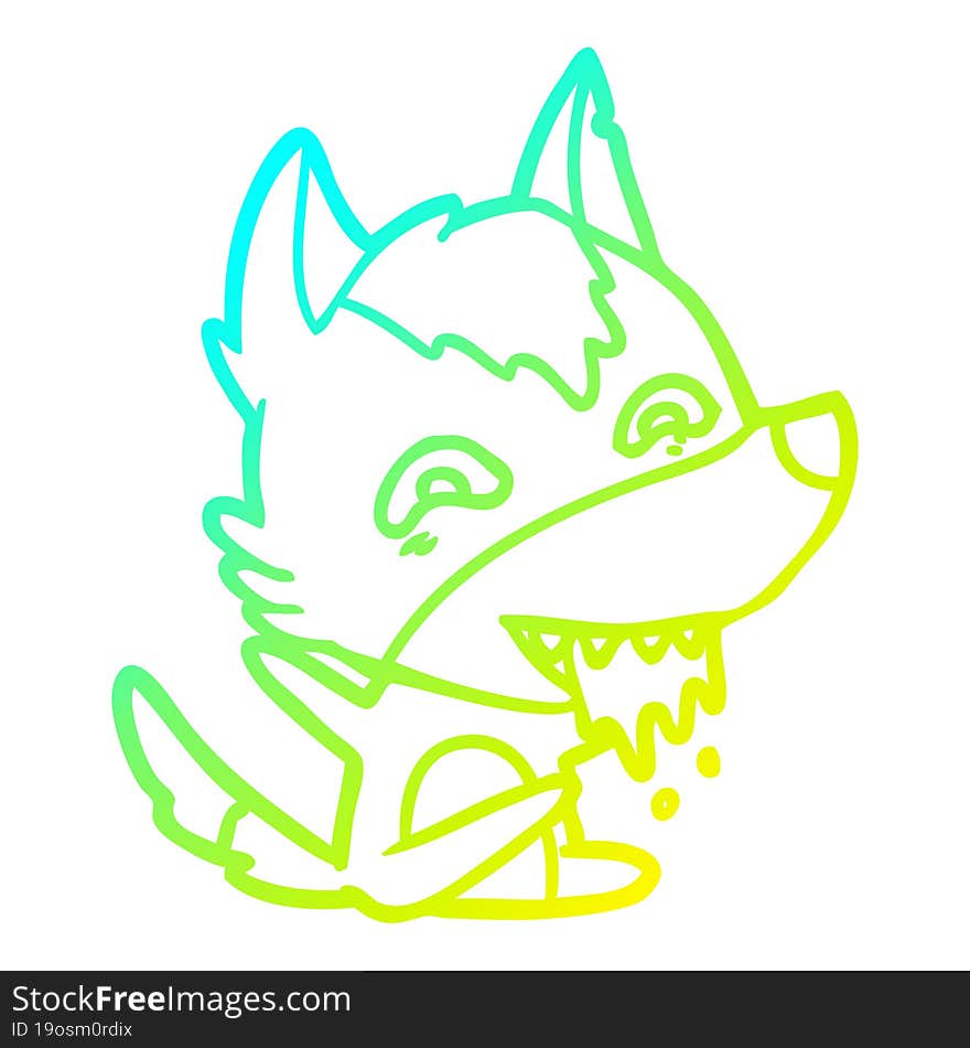 cold gradient line drawing cartoon hungry wolf