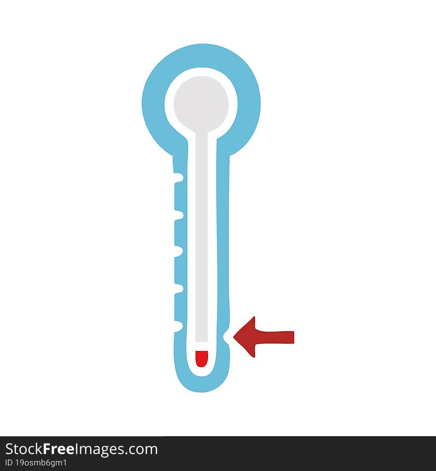 flat color retro cartoon glass thermometer