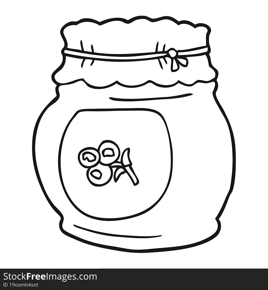 black and white cartoon blueberry jam