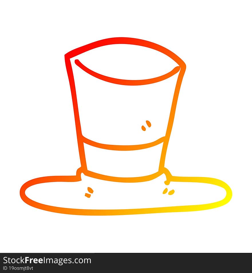 Warm Gradient Line Drawing Cartoon Top Hat