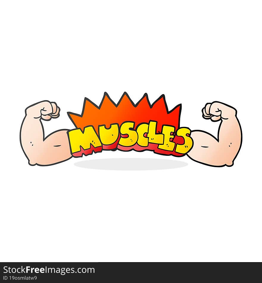 freehand drawn cartoon muscles symbol