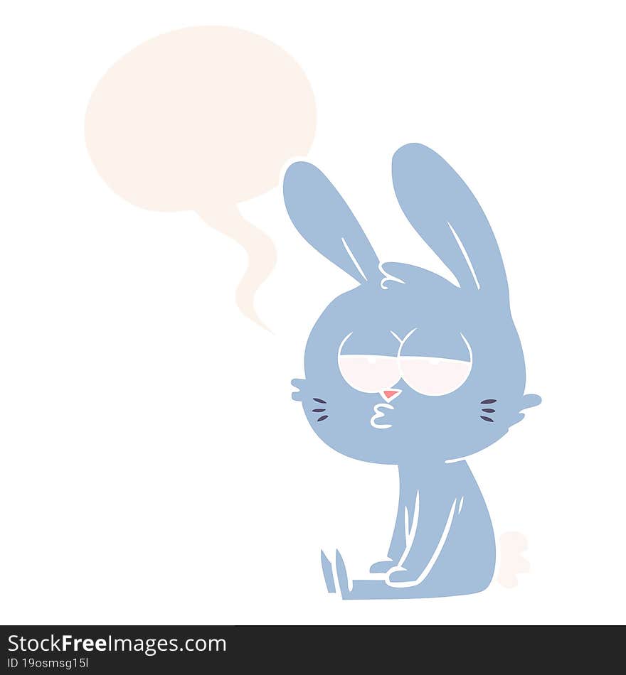 cute cartoon rabbit and speech bubble in retro style