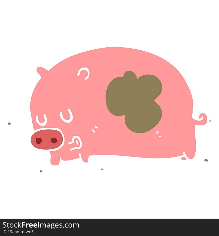 cute flat color style cartoon pig