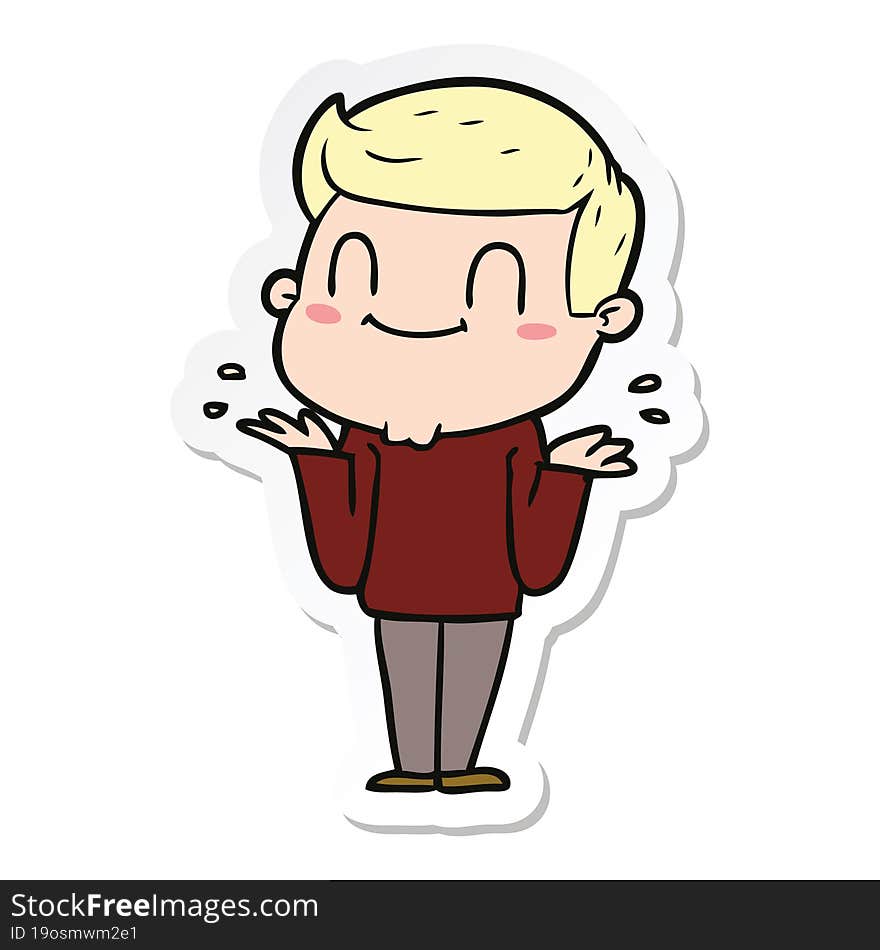 Sticker Of A Cartoon Friendly Man