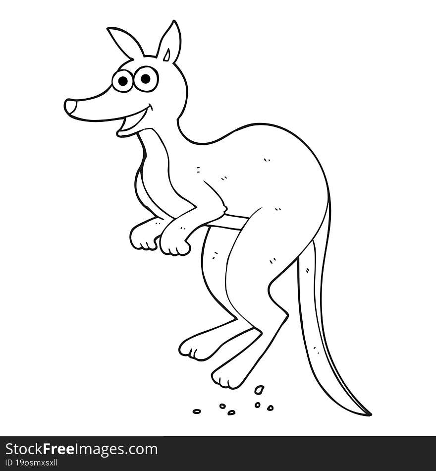 black and white cartoon kangaroo