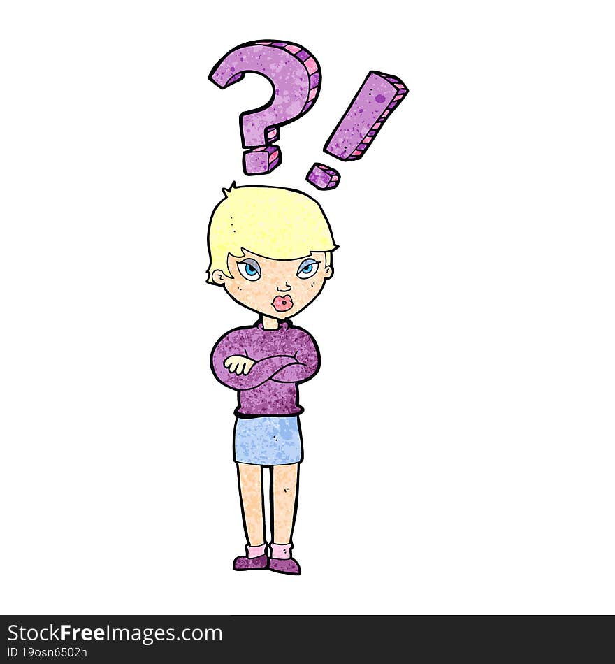 cartoon woman asking question