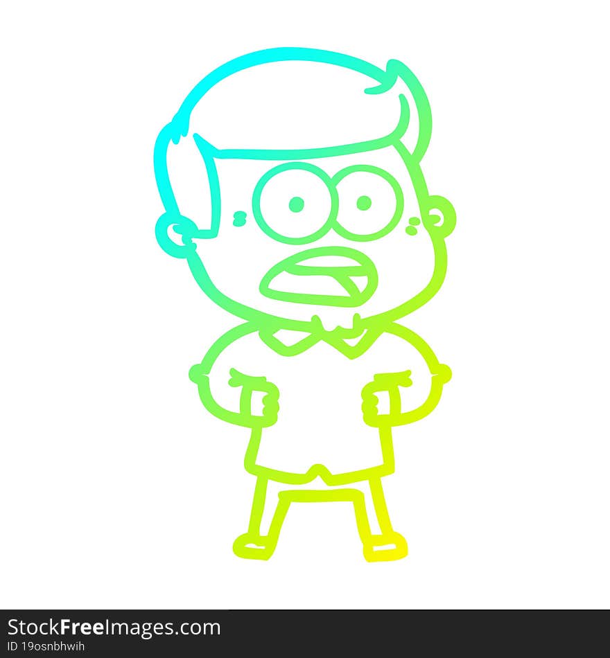 cold gradient line drawing cartoon shocked man