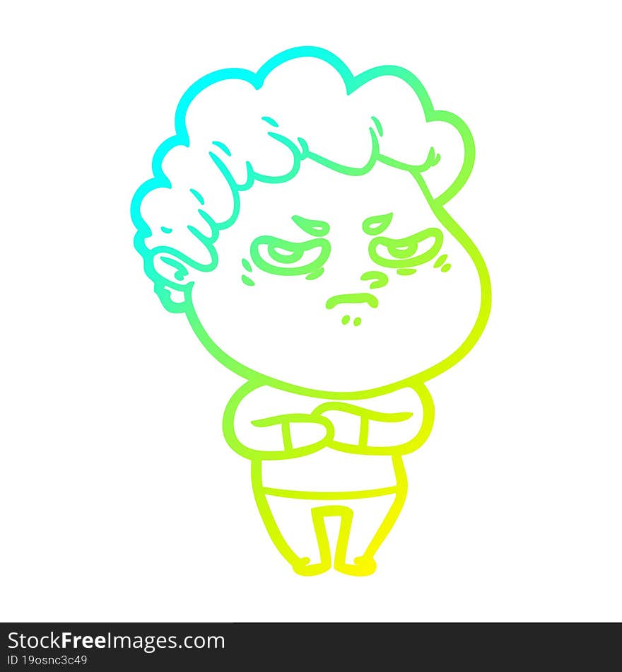 cold gradient line drawing cartoon angry man