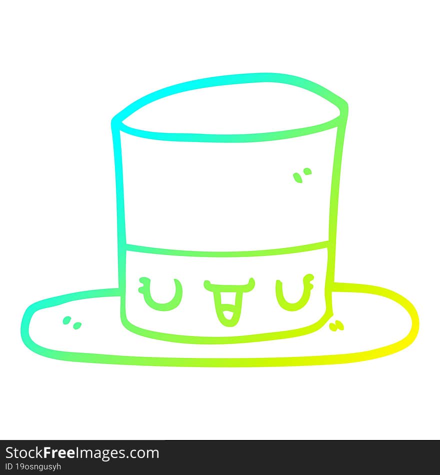 cold gradient line drawing cartoon top hat