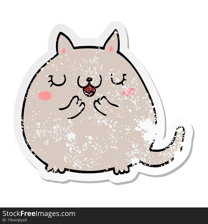 distressed sticker of a cartoon cute cat