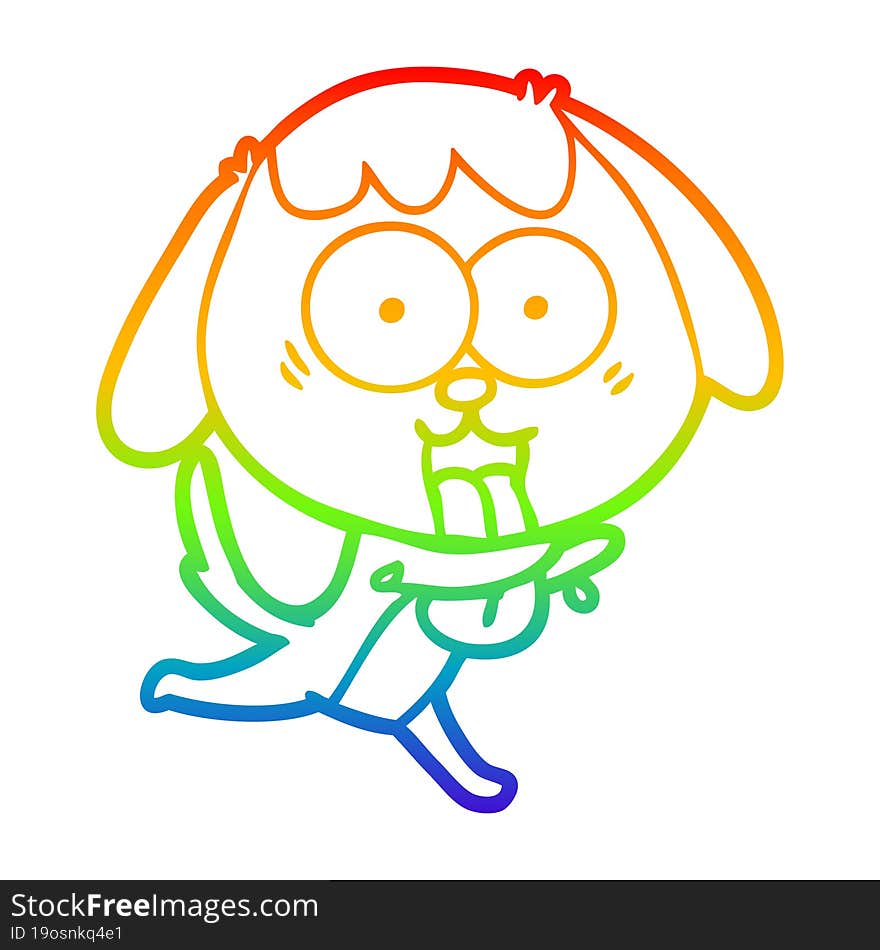 Rainbow Gradient Line Drawing Cute Cartoon Dog