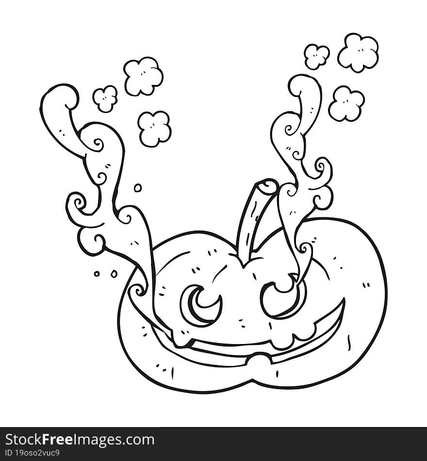 black and white cartoon halloween pumpkin