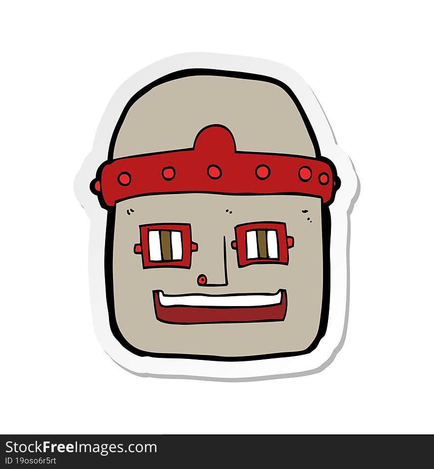 Sticker Of A Cartoon Robot Head