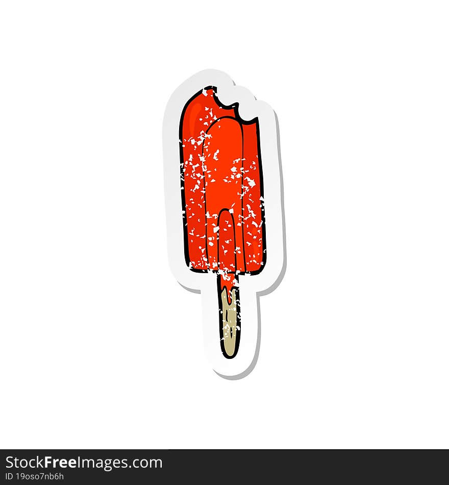 retro distressed sticker of a cartoon ice lolly