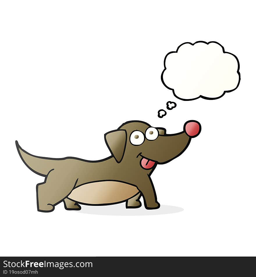 freehand drawn thought bubble cartoon happy little dog