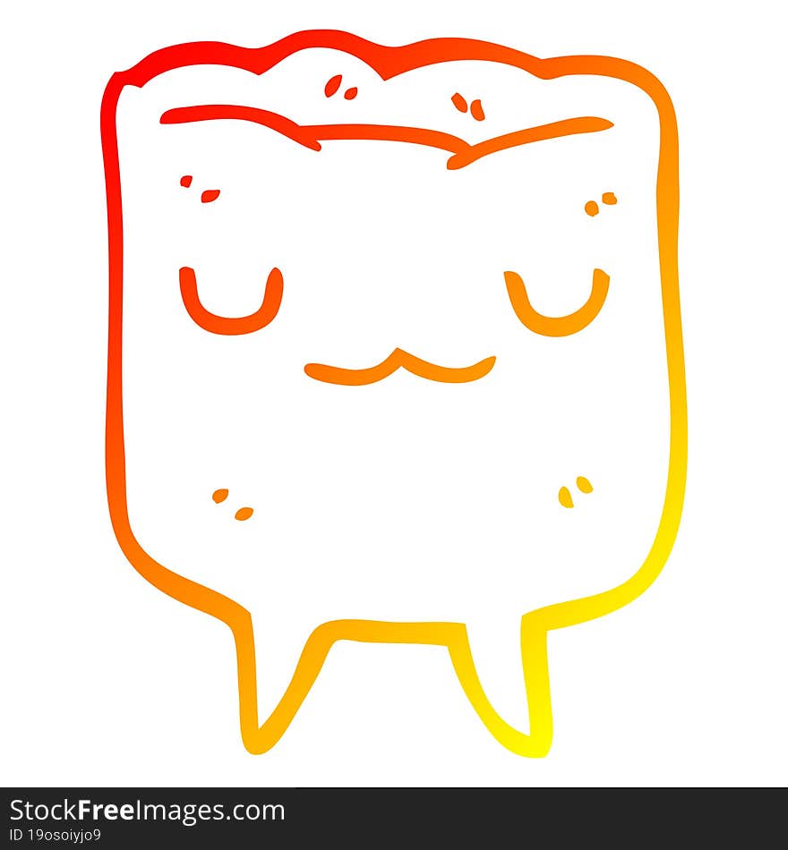 warm gradient line drawing cartoon tooth