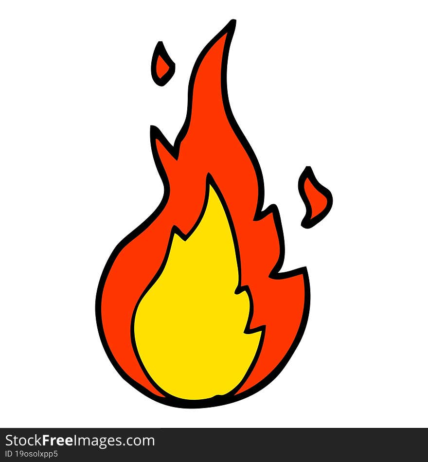 Hand Drawn Doodle Style Cartoon Flame Symbol