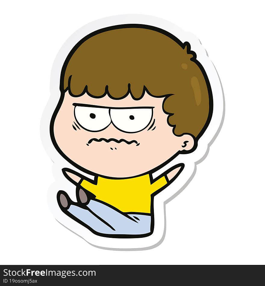 sticker of a cartoon annoyed man