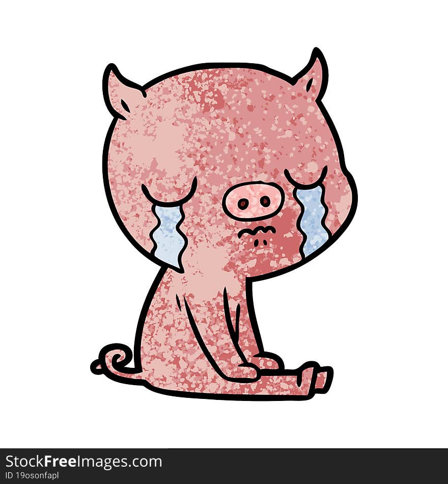 cartoon pig crying. cartoon pig crying