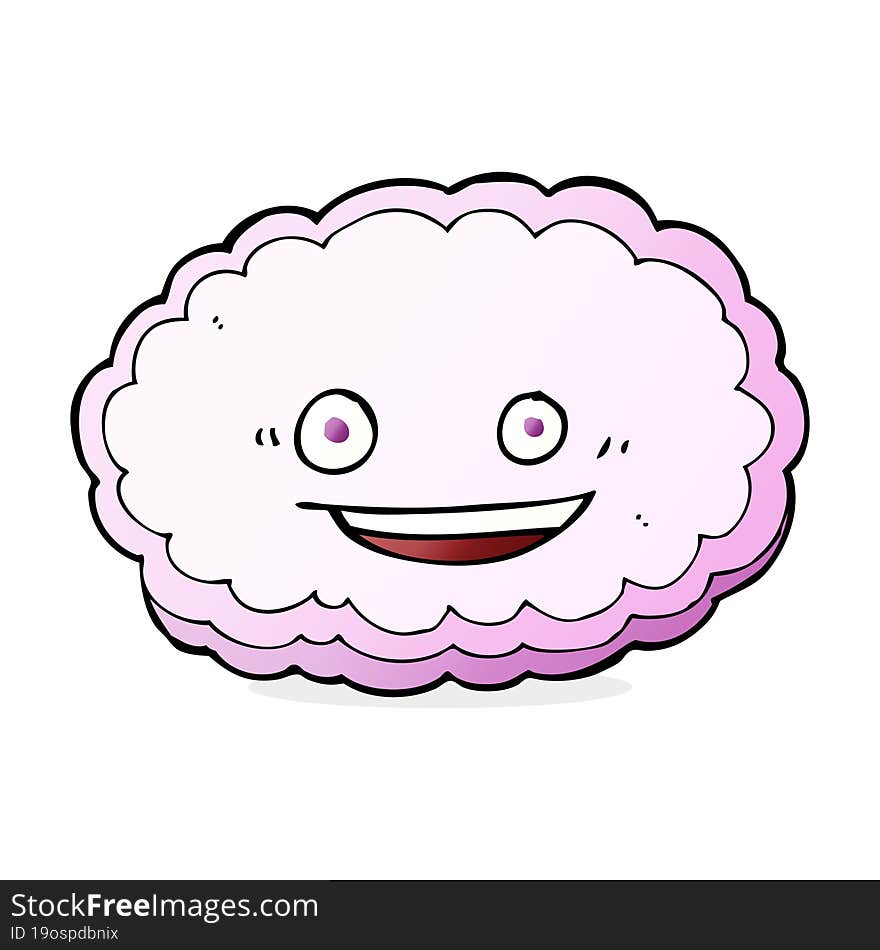 cartoon pink cloud with happy face. cartoon pink cloud with happy face