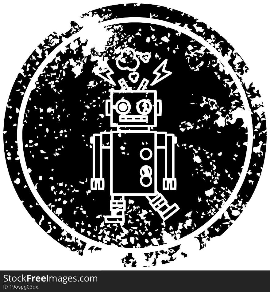 malfunctioning robot distressed icon