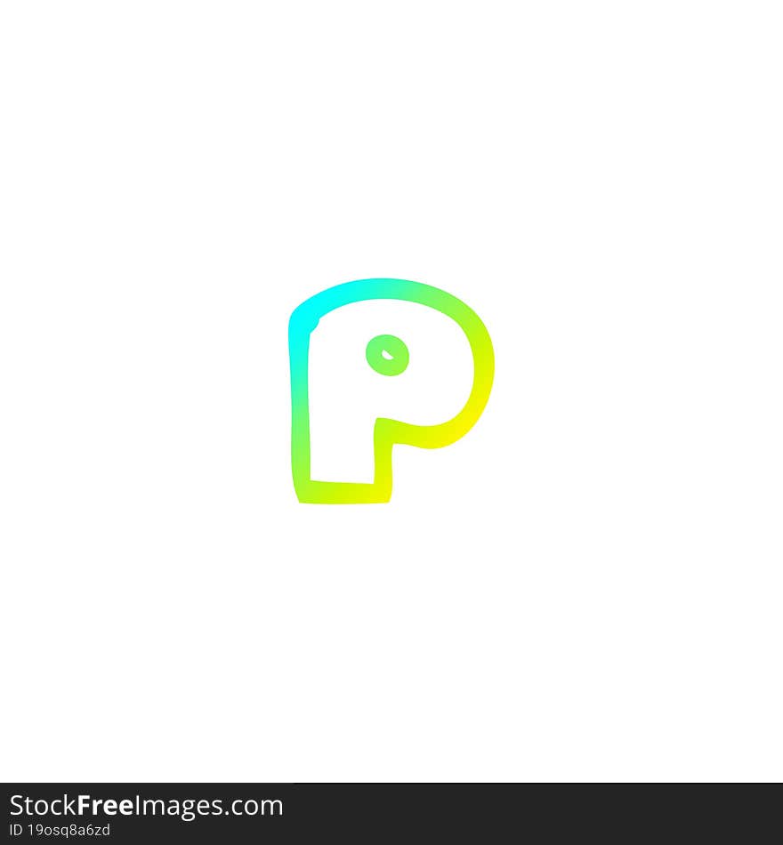 cold gradient line drawing of a cartoon letter p