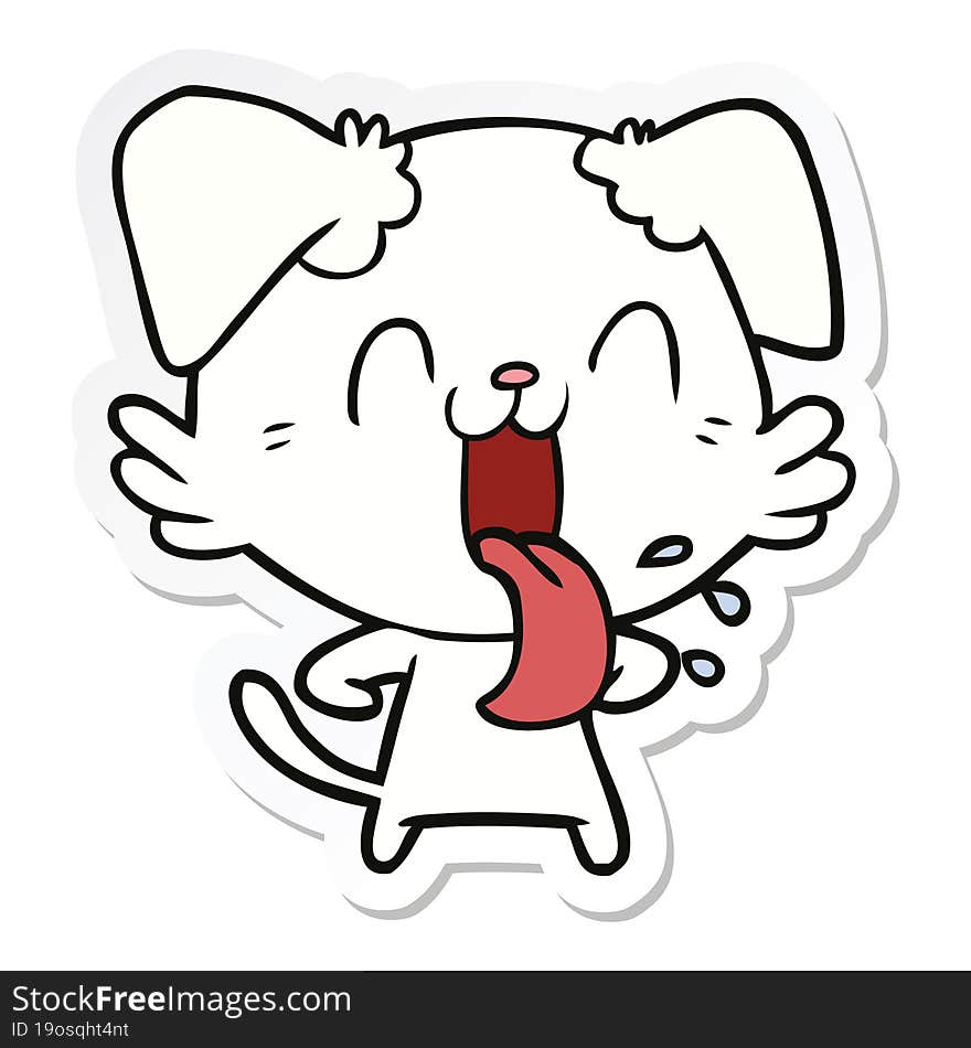 Sticker Of A Cartoon Panting Dog