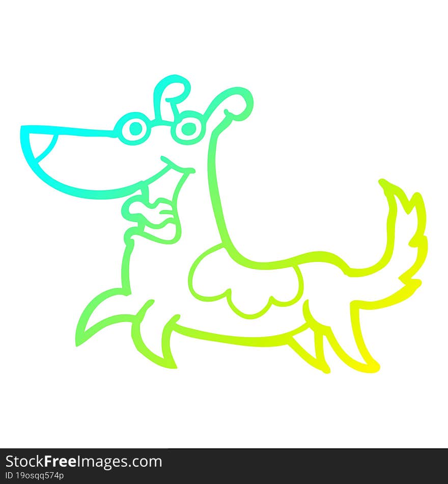 cold gradient line drawing happy dog cartoon