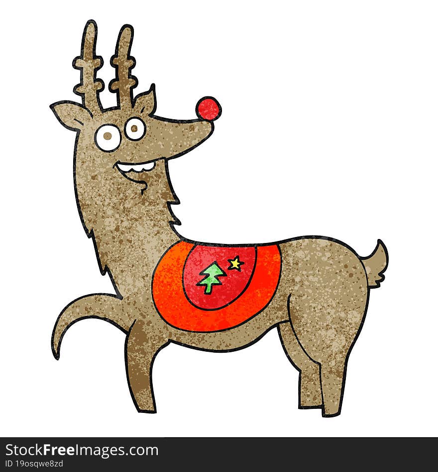 freehand textured cartoon christmas reindeer